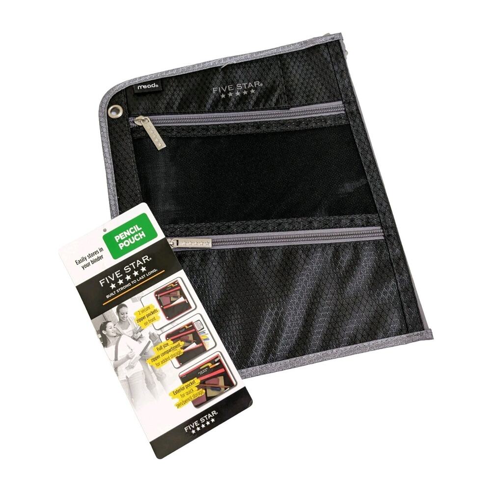 Mead Five Star Pencil Pouch Binder 3 Zipper Compartment Back To School Supply